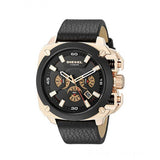 Diesel BAMF Chronograph Black Dial Black Leather Strap Watch For Men - DZ7346 Buy Now By Diesel