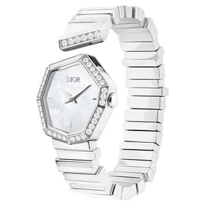 Dior Gem Dior Mother of Pearl Diamonds White Dial White Leather Strap Watch for Women - CD18111X1006 Buy Now By Dior