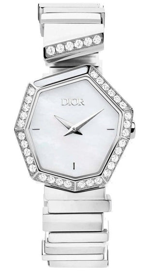 Dior Gem Dior Mother of Pearl Diamonds White Dial White Leather Strap Watch for Women - CD18111X1006 Buy Now By Dior