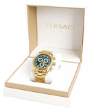 Versace V-Ray Chronograph Quartz Green Dial Gold Steel Strap Watch For Men - VE2I00621 Buy Now By Versace