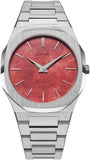 D1 Milano Ultra Thin Red Dial Silver Steel Strap Watch for Men - D1-UTBJ20 Authentic Buy Shop Now