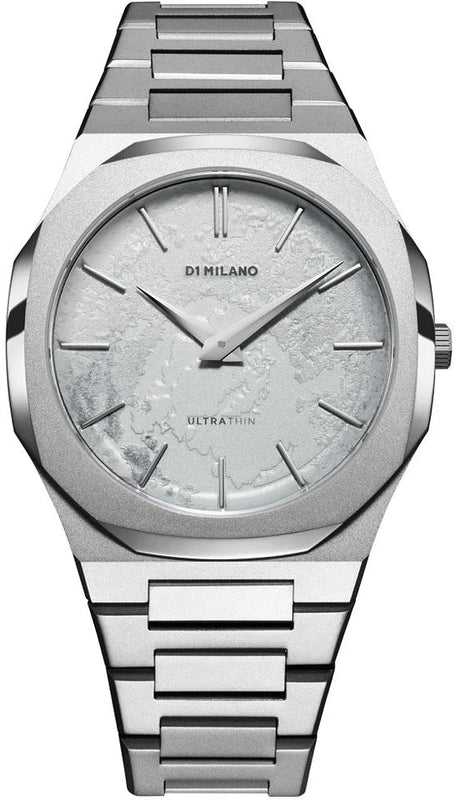 D1 Milano Pluto Ultra Thin Silver Dial Silver Steel Strap Watch for Men - D1-UTBJ18 Authentic Buy Shop Now