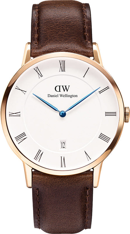 Daniel Wellington Dapper Bristol White Dial Brown Leather Strap Watch For Men - DW00100086 Buy Now By Daniel Wellington