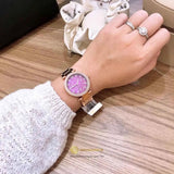 Michael Kors Mini Parker Multi-Function Plum Mother of Pearl Dial Rose Gold Steel Strap Watch For Women - MK6403 Buy Now By Michael Kors