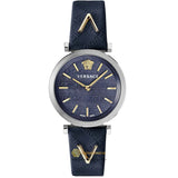 Versace V-Twist Quartz Blue Dial Blue Leather Strap Watch for Women - VELS00119 Buy Now By Versace