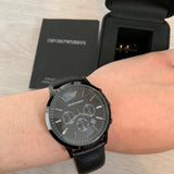 Emporio Armani Sportivo Chronograph Black Dial Black Leather Strap Watch For Men - AR2461 Buy Now By Emporio Armani