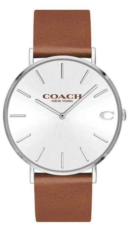Coach Charles Silver Dial Brown Leather Strap Watch for Men - 14602152 Buy Now By Coach
