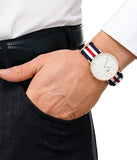 Daniel Wellington Classic Canterbury White Dial Two Tone Nylon Strap Watch For Men - DW00100002 Buy Now By Daniel Wellington