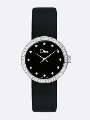 Dior La D De Dior Diamonds Black and Blue Dial Black Leather Strap Watch for Women - CD047111A004 0000 Buy Now By Dior