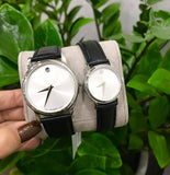 Movado Museum Silver Dial Black Leather Strap Watch For Women - 2100003 Buy Now By Movado