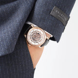 Emporio Armani Luigi Skeleton Silver Dial Black Leather Strap Watch For Men - AR60007 Buy Now By Emporio Armani