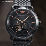 Emporio Armani Automatic Multifunction Black Dial Black Mesh Bracelet Watch For Men - AR60025 Buy Now By Emporio Armani