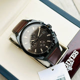 Fossil Everett Chronograph Black Dial Brown Leather Strap Watch for Men - FS5798 Buy Now By Fossil