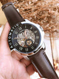 Fossil Grant Automatic Skeleton Black Dial Brown Leather Strap Watch for Men - ME3095 Buy Now By Fossil