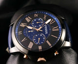 Fossil Grant Chronograph Black Dial Blue Leather Strap Watch for Men - FS5061 Buy Now By Fossil