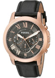 Fossil Grant Chronograph Grey Dial Black Leather Strap Watch for Men - FS5085 Buy Now By Fossil