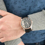 Fossil Twist Multi-Function Chronograph Black Dial Black Leather Strap Watch for Men - ME1099 Buy Now By Fossil