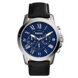 Fossil Grant Chronograph Blue Dial Black Leather Strap Watch for Men - FS4990 Buy Now By Fossil