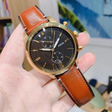 Fossil Townsman Chronograph Black Dial Brown Leather Strap Watch for Men - FS5338 Buy Now By Fossil