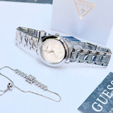 Guess Cubed Analog Silver Dial Silver Steel Strap Watch For Women - GW0606L1 Buy Now By Guess