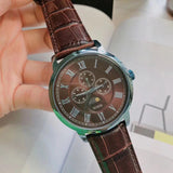 Guess Delancy Analog Brown Dial Brown Leather Strap Watch For Men - W0870G3 Buy Now By Guess