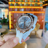 Guess Cosmo Diamonds Silver Dial White Rubber Strap Watch for Women - GW0034L2 Buy Now By Guess