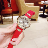 Guess Frontier Diamonds Gold Dial Red Rubber Strap Watch for Women - GW0045L2 Buy Now By Guess