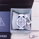 Guess Overdrive Chronograph White Dial White Rubber Strap Watch for Women - W0149L6 Buy Now By Guess