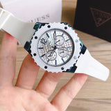 Guess Overdrive Chronograph White Dial White Rubber Strap Watch for Women - W0149L6 Buy Now By Guess