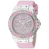 Guess Limelight Quartz Diamonds Pink Dial Pink Denim Strap Watch For Women - W0775l15 Buy Now By Guess