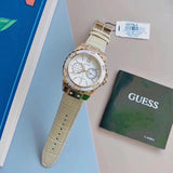 Guess Limelight Quartz Silver Dial Golden Leather Strap Watch For Women - W0775L2 Buy Now By Guess