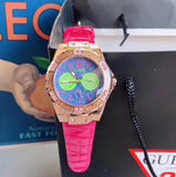Guess Limelight Quartz Multicolor Dial Red Leather Strap Watch For Women - W0775L4 Buy Now By Guess