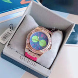 Guess Limelight Quartz Multicolor Dial Red Leather Strap Watch For Women - W0775L4 Buy Now By Guess