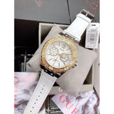 Guess Limelight Quartz Silver Dial White Leather Strap Watch For Women - W0775l8 Buy Now By Guess