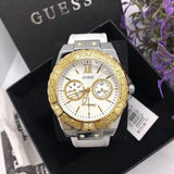 Guess Limelight Quartz Silver Dial White Leather Strap Watch For Women - W0775l8 Buy Now By Guess