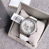 Guess Starlight Multifunction Diamonds White Dial White Rubber Strap Watch for Women - W0846L8 Buy Now By Guess