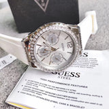Guess Starlight Multifunction Diamonds White Dial White Rubber Strap Watch for Women - W0846L8 Buy Now By Guess