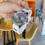 Guess Frontier Diamonds Silver Dial White Rubber Strap Watch for Women - GW0045L1 Buy Now By Guess