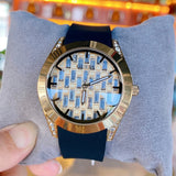 Guess Clarity Gold Dial Black Silicone Strap Watch for Women - GW0109L1 Buy Now By Guess