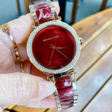Michael Kors Parker Mother of Pearl Red Dial Two Tone Steel Strap Watch for Women - MK6427 Buy Now By Michael Kors
