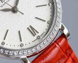 IWC Portofino Automatic Diamonds Silver Dial Red Leather Strap Watch for Women - IW357408 Buy Now By IWC
