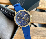 Guess Sunrise Blue Dial with Diamonds Blue Rubber Strap Watch For Women - W0616L2 Buy Now By Guess