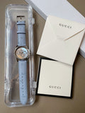 Gucci G Timeless Automatic Mother of Pearl Dial Blue Leather Strap Watch For Women - YA1264113 Buy Now By Gucci