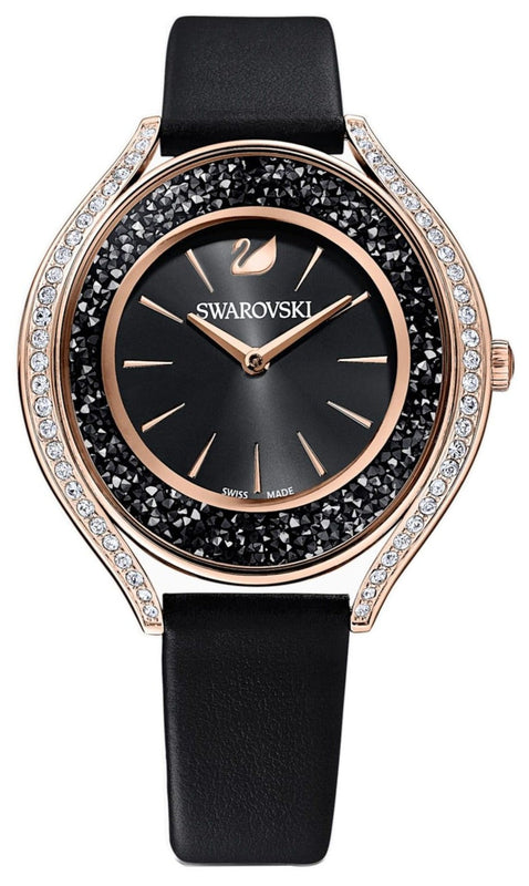 Swarovski Crystalline Aura Black Dial Black Leather Strap Watch for Women - 5558634 Buy Now By Swarovski