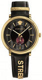 Versace V-Circle Manifesto Edition Black Dial Black Leather Strap Watch for Men - VBQ050017 Buy Now By Versace