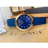 Versace V-Urban Quartz Blue Dial Blue Leather Strap Watch for Men - VELQ00319 Buy Now By Versace