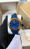 Versace V-Urban Quartz Blue Dial Blue Leather Strap Watch for Men - VELQ00319 Buy Now By Versace
