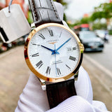 Longines Record Automatic Stainless Steel 18K Gold Watch for Men - L2.821.5.11.2 Buy Now By Longines