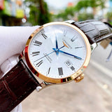 Longines Record Automatic Stainless Steel 18K Gold Watch for Men - L2.821.5.11.2 Buy Now By Longines