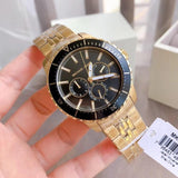 Michael Kors Cunningham Multifunction Black Dial Gold Steel Strap Watch For Men - MK7154 Buy Now By Michael Kors